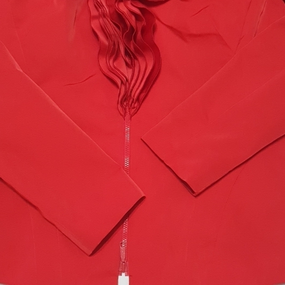 Lafayette 148 NY Jacket Red Crisp Taffeta Ruffle C - Picture 7 of 8